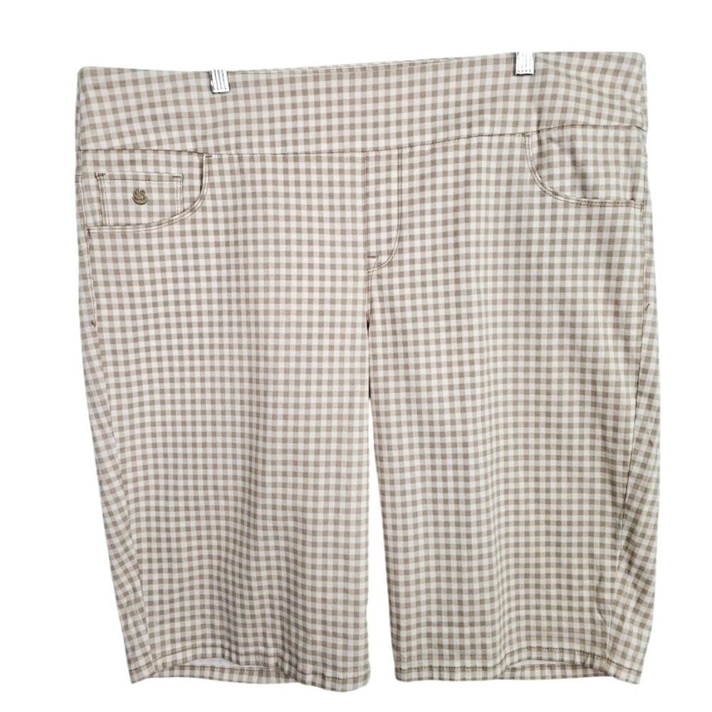 Gloria Vanderbilt Beige Gingham Bermuda Shorts